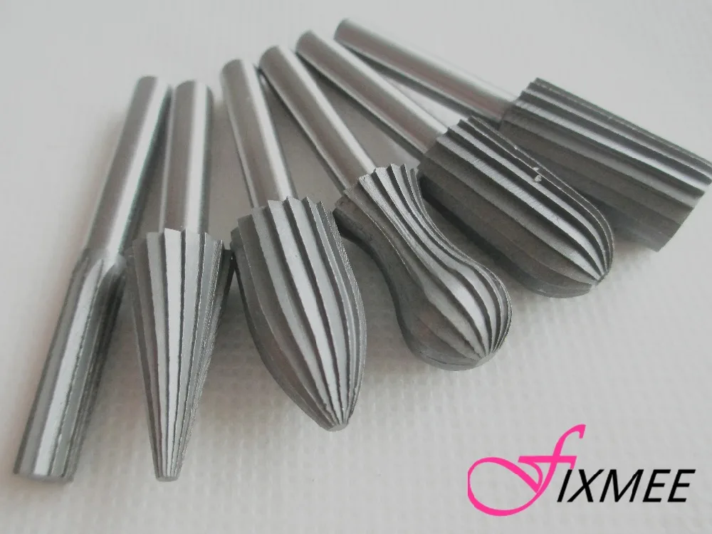 

1/4" 6mm HSS Grinder Burr Rotary Cutter Files Set Woodworking Rotary File Carving Knife Milling Cutter Polishing Engraving Bit