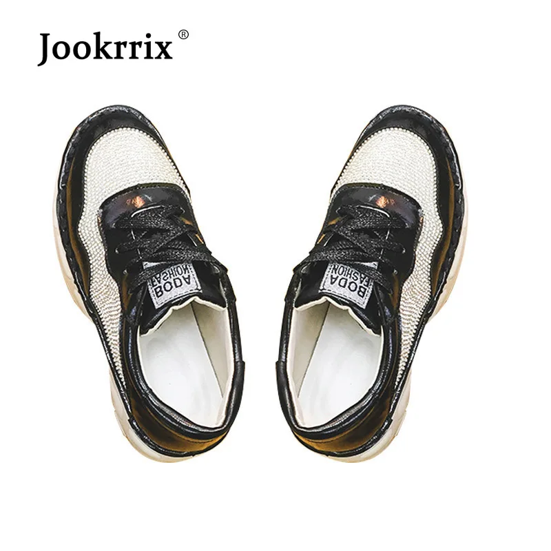 Jookrrix обувь для женщин модный бренд Platfom Блестящие Кроссовки серебро 2019 Весна