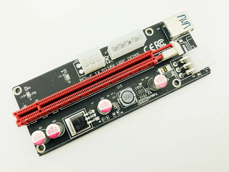 10 шт. Новый PCIE 1x к 16X PCI Express PCI-E 009S Molex 6pin адаптер питания SATA USB 3 0 кабель карта
