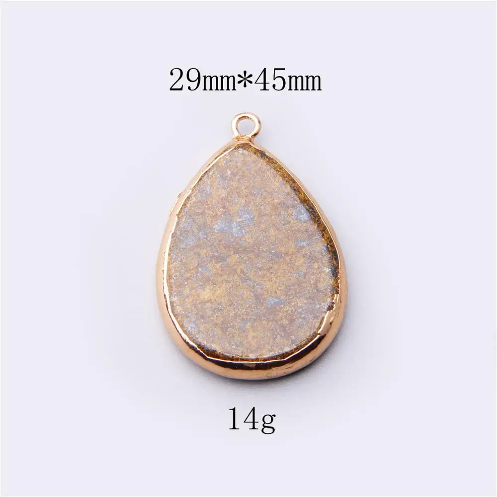 2 Wholesale pendulum Water Drop Shape Natural agates druzy Pendant DIY for Necklace Gold Color gems Pendant Charms Jewelry Making - Окраска металла: 2