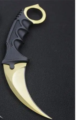 Реального CS Go Karambit Ножи Counter Strike Кемпинг Пеший Туризм выживания Ножи оболочка армейские коготь Ножи 6 цветов Прямая - Цвет: Цвет: желтый
