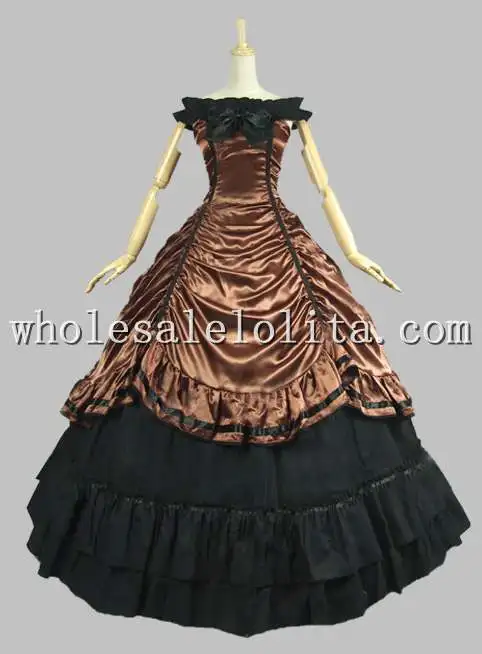 Southern Belle Civil War коричневое и черное платье для периода бальное костюм