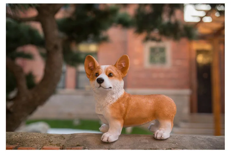 

large 28x18x26cm yellow welsh corgi dog model Environmentally resin handicraft,Pastoral garden decoration toy gift a0162