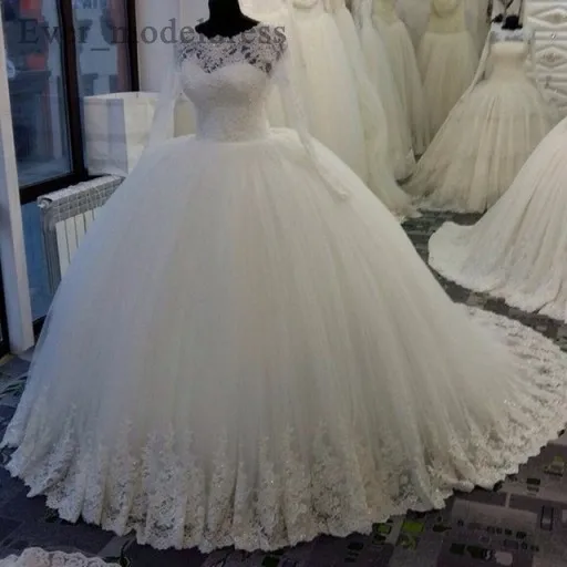 

Vintage Lace Wedding Dresses 2019 Ball Gown Long Sleeves Appliques Beaded Luxury Ivory Vestidos De Noiva Custom Made Bridal Gown