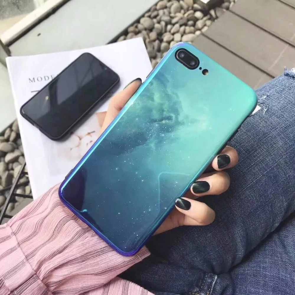Чехол Triseoly для iPhone X 8 7 6 Plus отражающая поверхность с синим звездным небом чехол 6S
