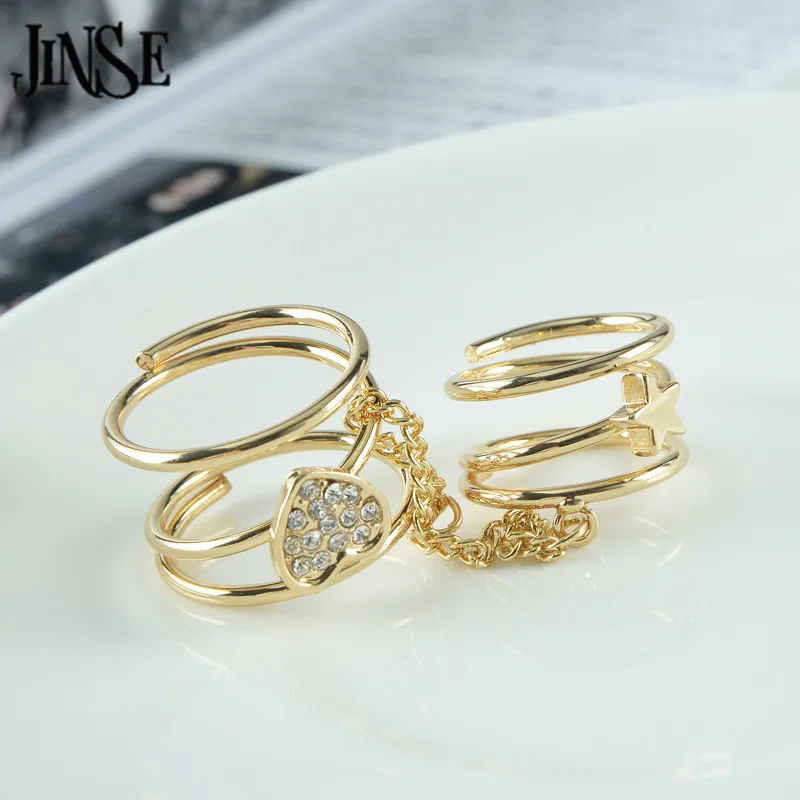 Модные кольца JINSE на палец для женщин женские золотистые/серебристые средней