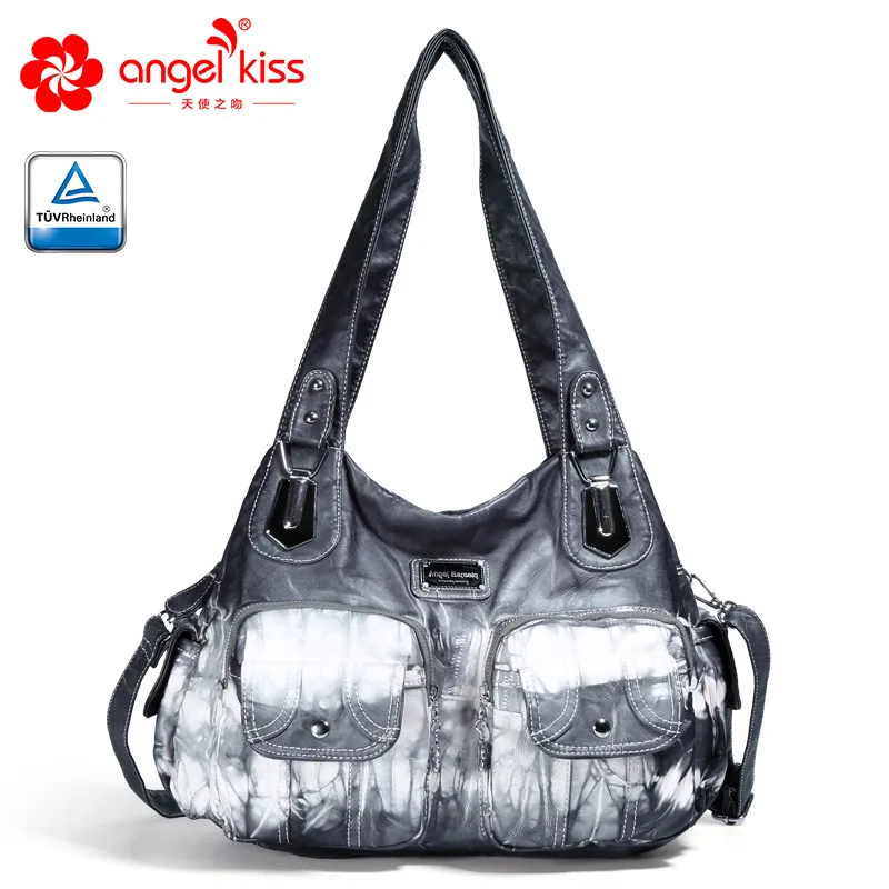 Gray Angelkiss Брендовая женская сумка из мягкой кожи, модная сумка через плечо, летняя новая женская сумка - Цвет: Gray