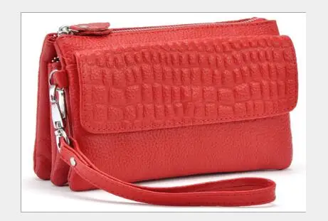 red Клатч из натуральной кожи, женские длинные кошельки, Женский кошелек для денег, Большой Вместительный клатч, кошелек для монет, Женский кошелек, кошелек для телефона, Cartera - Цвет: red