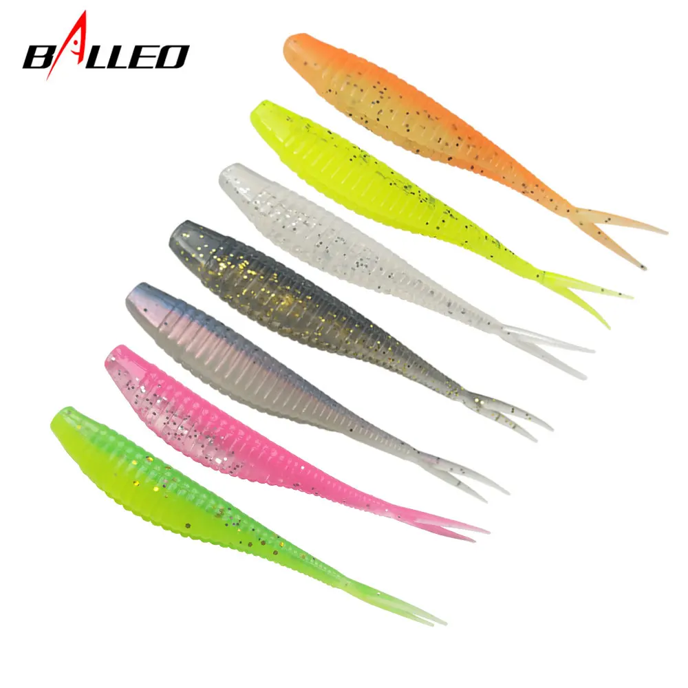Balleo 10pcs/lot Fork Tail jig soft lure 7cm/1.8g Fishing Shad Silicone bait Soft Plastic Bait Feeder For Pike fishing | Спорт и