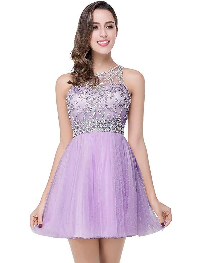 Vestido Curto реальное изображение дешевые бисером Тюль Короткие розовые синие
