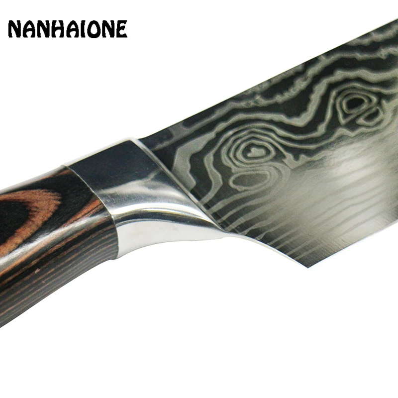Nanhaione 5 дюймов 7CR17MOV лучшие нож шеф-повара практическая кухонный нож стали sharp лезвие pakka деревянной ручкой Кулинария Инструмент CL053