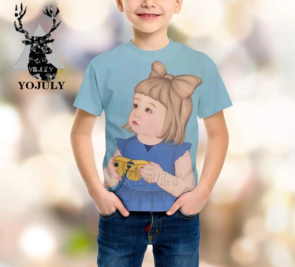 Новинка милая детская футболка YOJULY kawaii для маленьких мальчиков и девочек