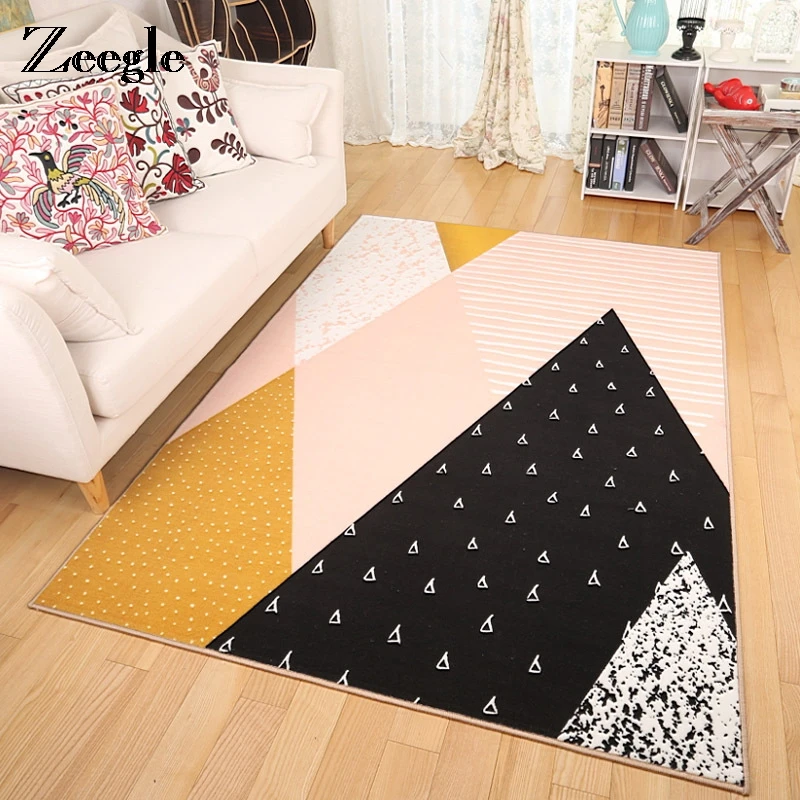 Zeegle Nordic Carpets For Living Room Flannel Sofa Table Floor Mats Anti-slip Bedroom Area Rug Ding Palor |