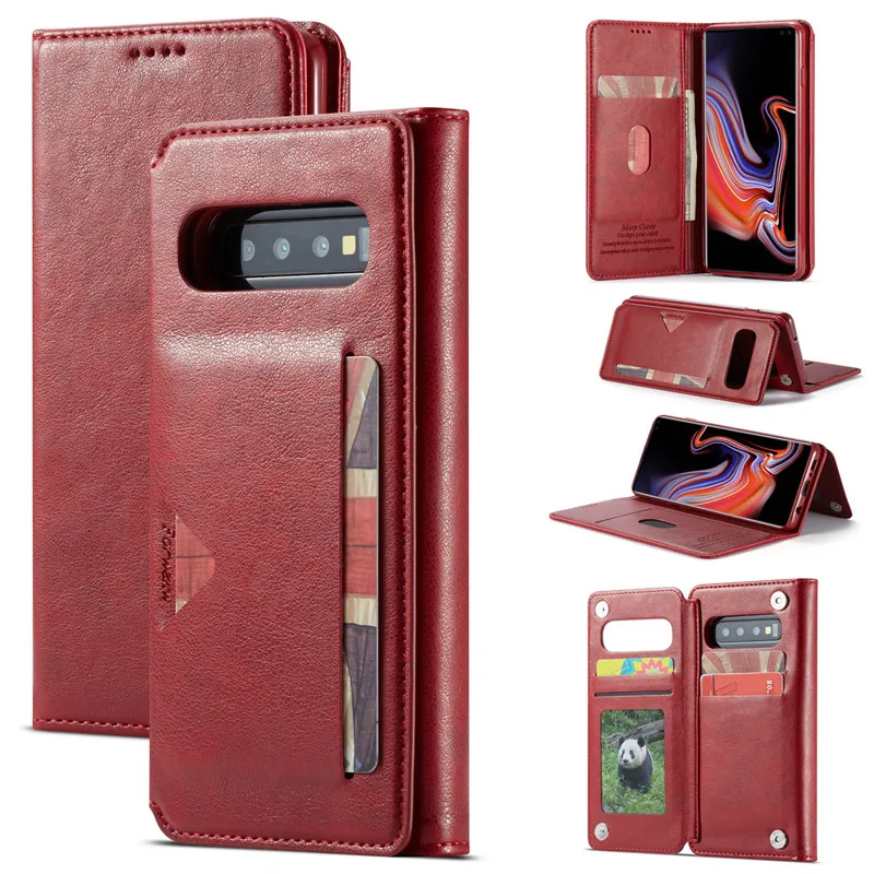 Магнитный чехол кошелек с пряжкой кожаный для телефона Samsung Galaxy S10 Plus S10E S9