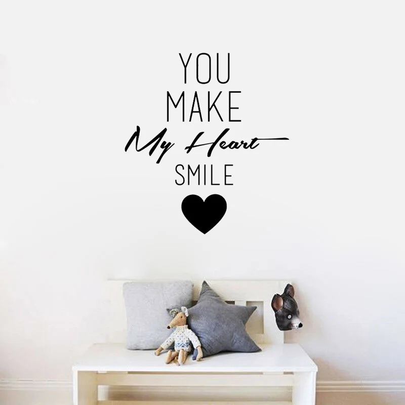 YOJA 57.2CM*63CM You Make My Heart Smile Stickers Art Home PVC Wall Decor W1-406 | Дом и сад