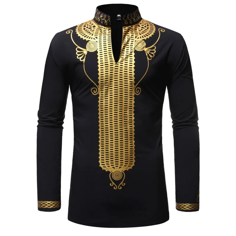 Рубашка Dashiki мужская с Африканским принтом модная уличная одежда повседневная