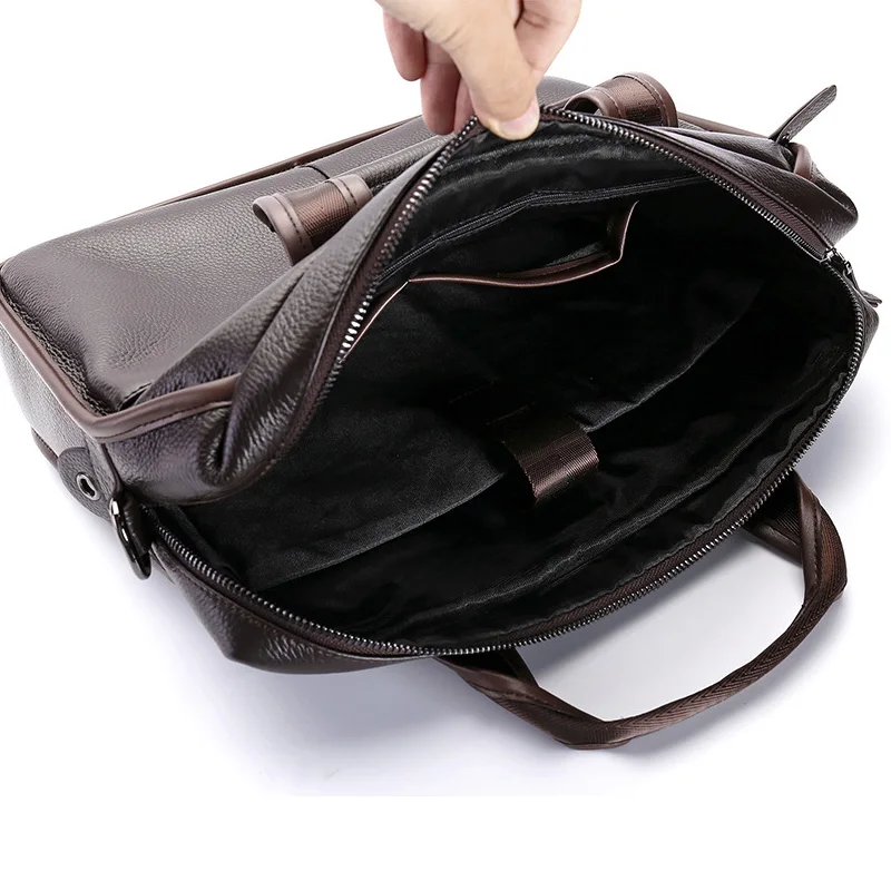100% Genuine Leather Men's Briefcase Large Capacity Men Handbags Business Men Shoulder Messenger Bag Natural Cowskin Laptop Bag