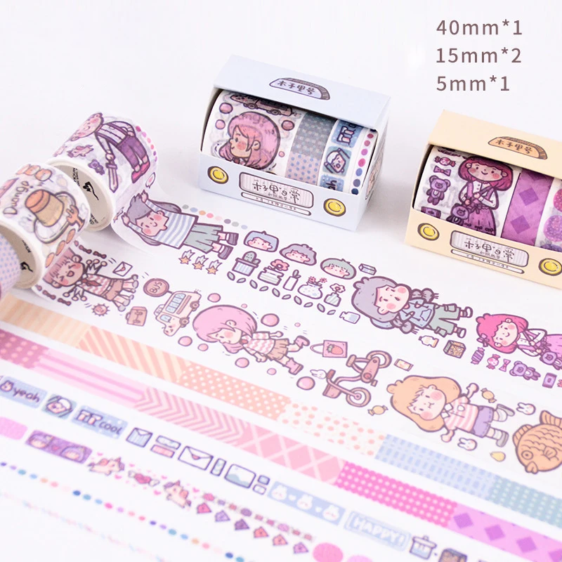 

4Roll/set Kawaii Korean Girl Washi Tape Adhesive Tape DIY Scrapbooking Sticker Label Masking Tape School Stationery Gift