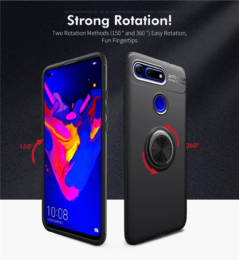 Luxury Armor Ring Silicone Case For Huawei Honor V20 V10 V9 8 9 Lite Cover 8X MAX 8A 8C Play 7X Soft Shockproof Shell |