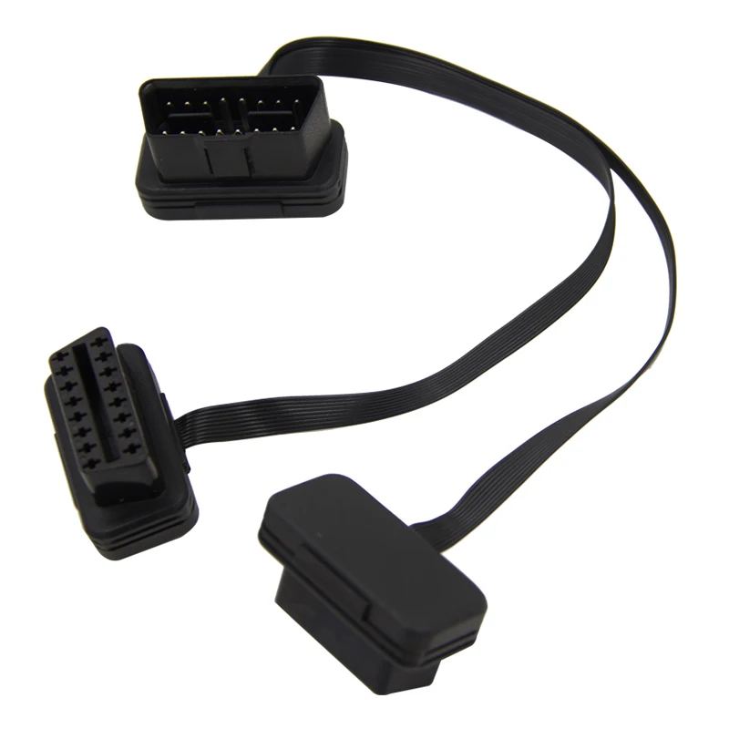 OBD2 16pin ELM327 Мужской Двойной Женский Y сплиттер локоть удлинитель + 16 pin тонкий