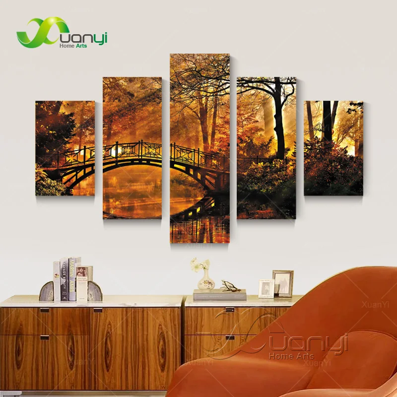 5 шт. Настенная картина с изображением лесного моста|canvas prints|5 piece wall artwall art |