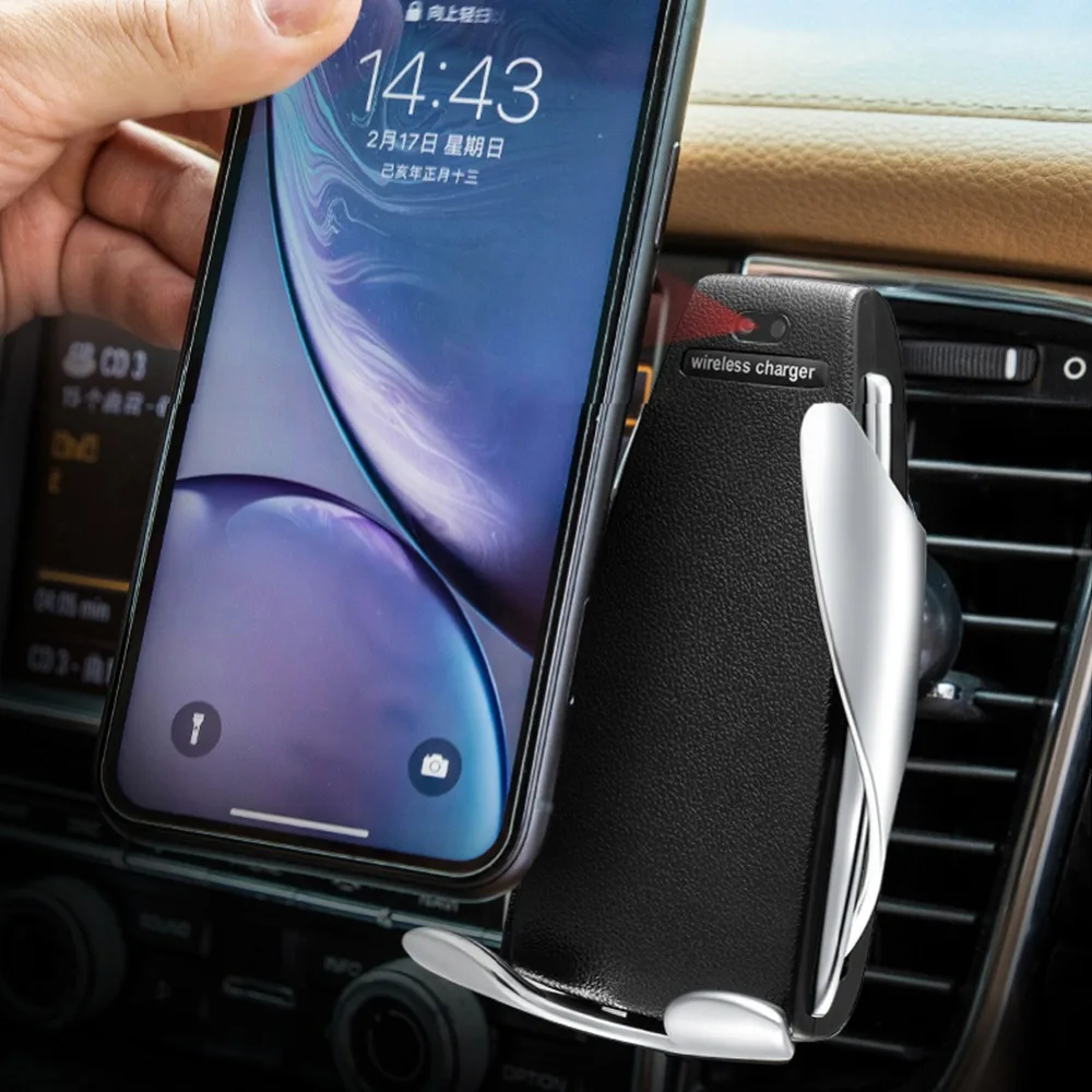 car phone holder intelligent infrared sensor qi wireless charger for iphone x samsung air vent mount mobile phone holder stand free global shipping