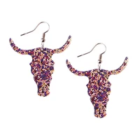 zwpon 2020 tauren glitter leather earrings for women bohemian multicolor ethnic taurus dangle earrings fashion jewelry wholesale
