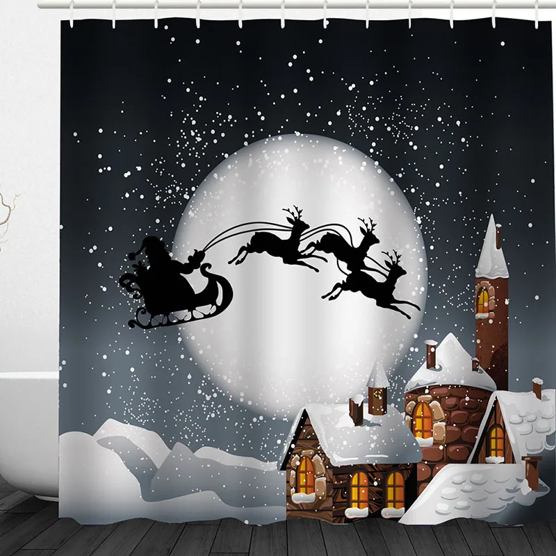 as show Рождественские украшения Xmas домашняя занавеска для душа Санта Клаус Снеговик дерево ясная печатная Шторка для ванной содержит - Цвет: as show