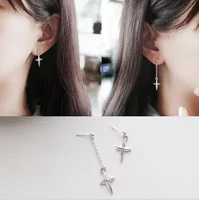 daisies asymmetrical cross dangle earrings pure 925 sterling silver jewelry women statement earrings brincos pendientes de plata