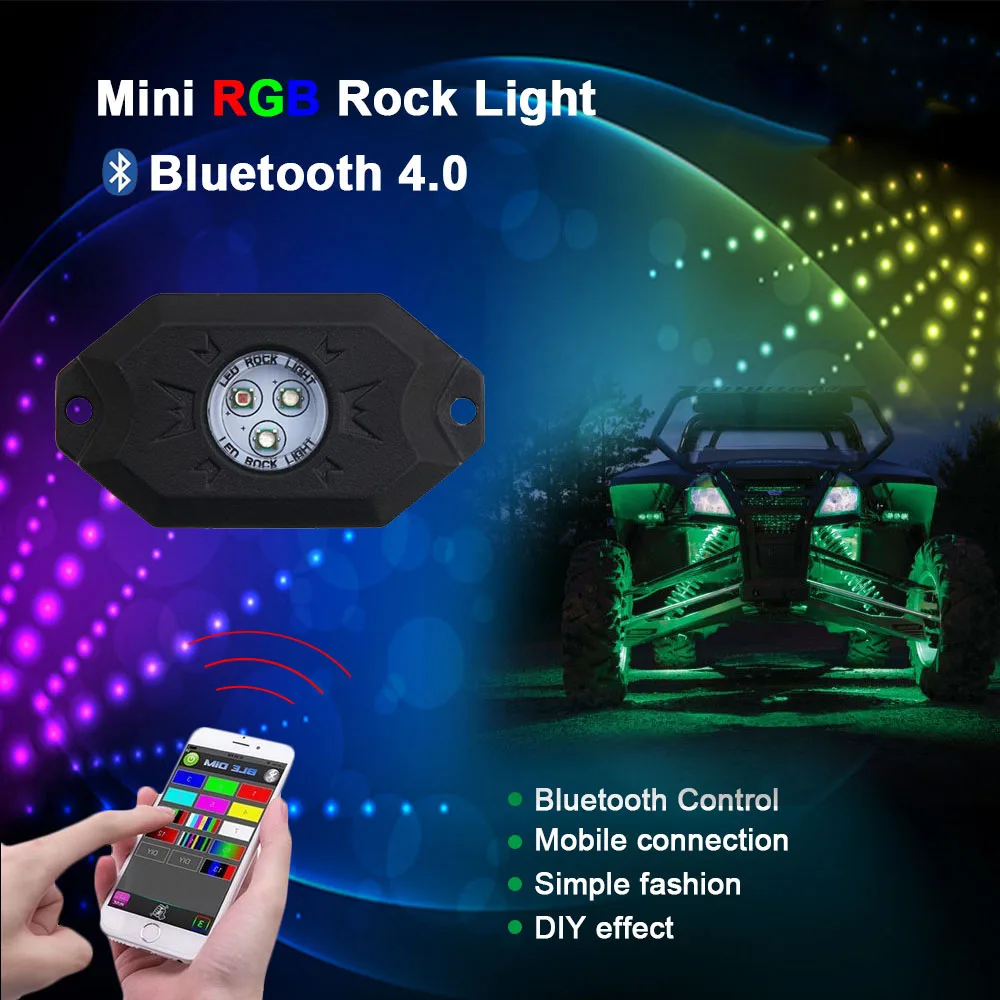 CO светильник 4 шт. RGB светодиодный светильник s 9 Вт RGB Bluetooth приложение управление синхронизацией и музыкой и мигающий светильник s& подземное колесо задний светильник