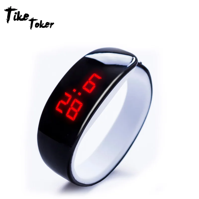 black TIke Toker, женские часы, мужские наручные часы, светодиодный браслет, водонепроницаемые, карамельный цвет, цифровые спортивные часы, новинка, лидер продаж, Relogio - Цвет: black