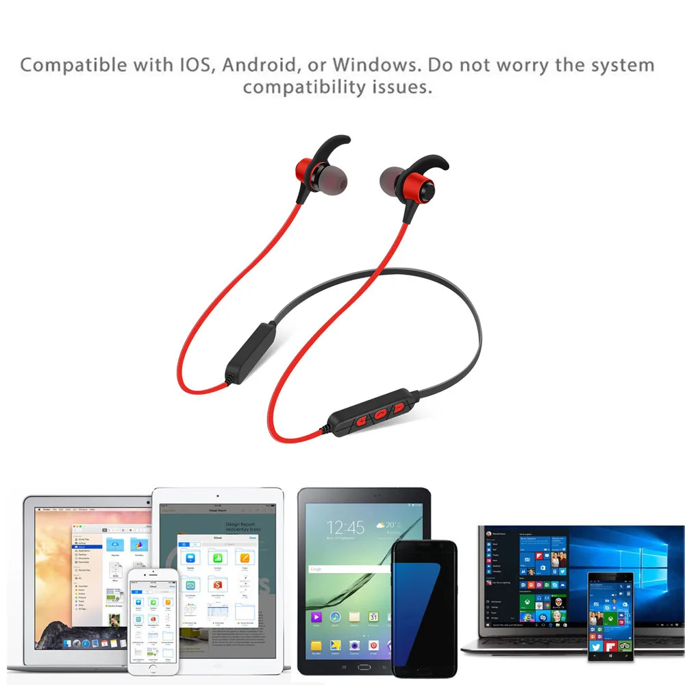 VOBBRRY Шейная повязка Bluetooth 4 2 беспроводная гарнитура наушники улучшенные