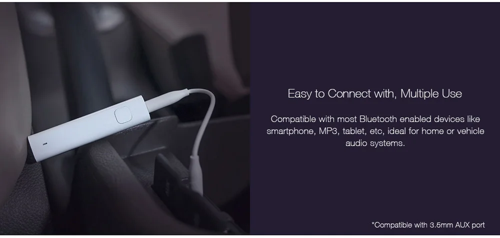 Xiaomi Bluetooth 4,2 приемник беспроводной адаптер 3,5 мм разъем AUX аудио музыка автомобильный динамик