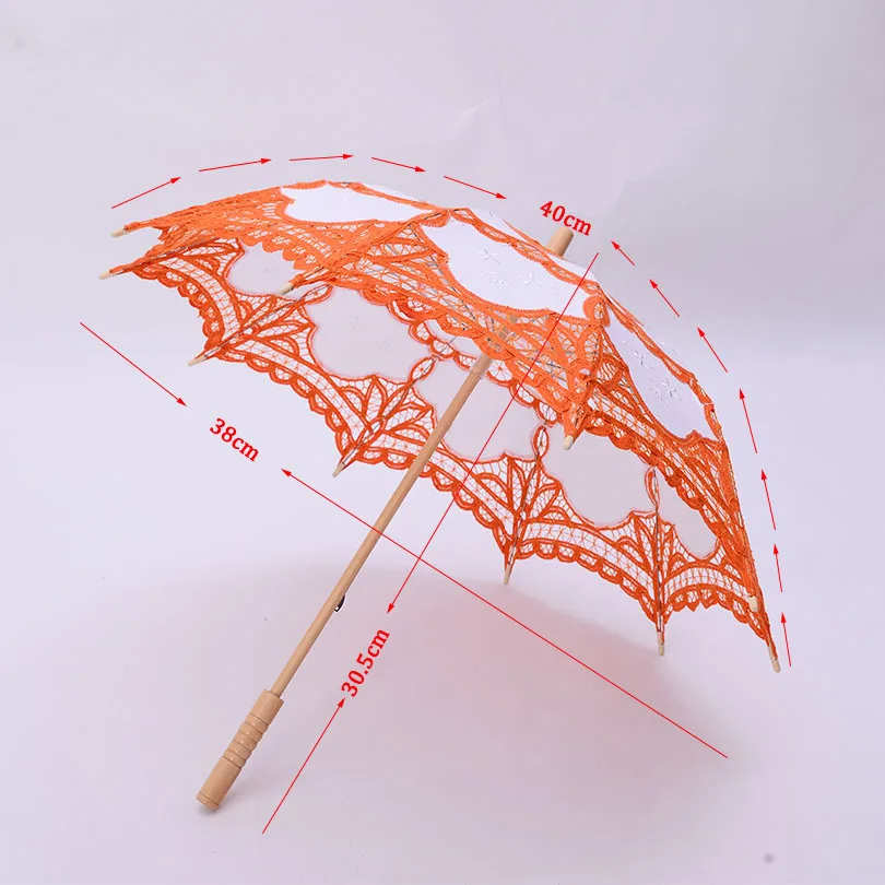 Кружевной зонт оранжевого цвета QUNYINGXIU классический хлопковый для фотосъемки в