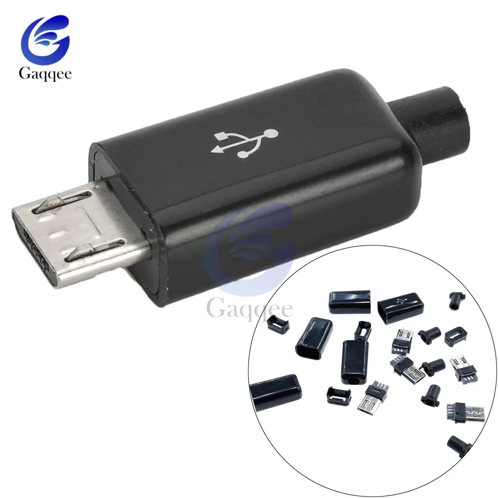 10 шт./компл. 4 в 1 DIY Micro USB Мужской коннектор тип сварки 5 контактный разъем с