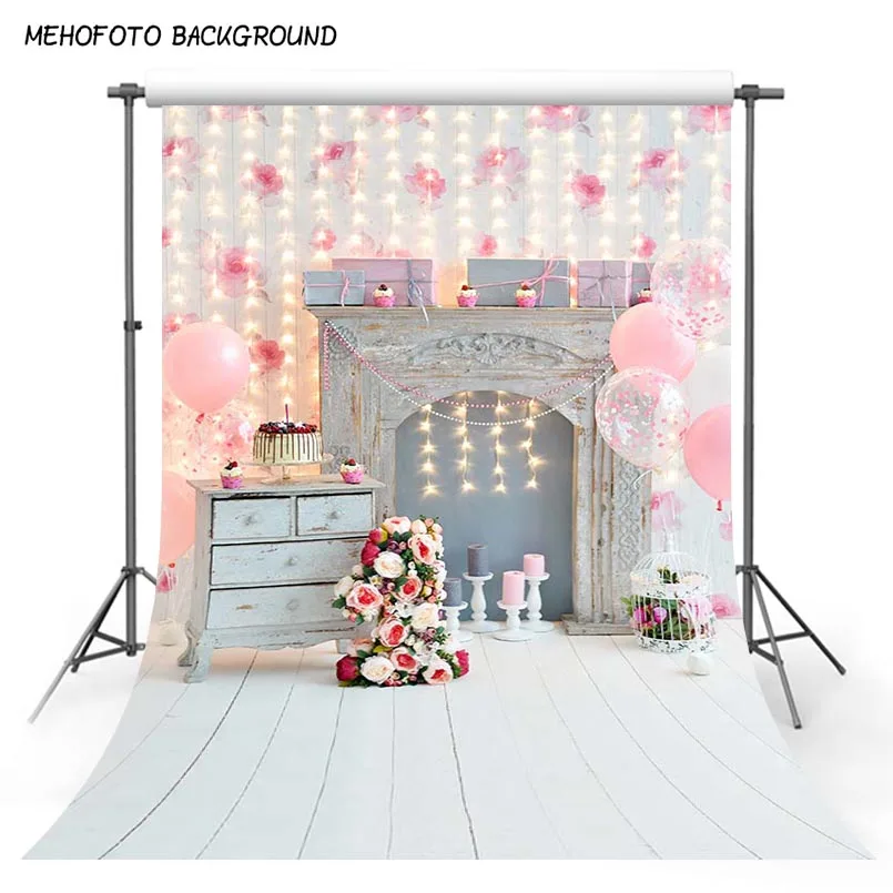 

MEHOFOTO Thin vinyl photography background pink balloon new born baby birthday theme photo backdrops for photography studio