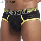 Трусы-брифы JOCKMAIL мужские сетчатые, пикантное нижнее белье из вискозы, дышащие слипы, бикини, трусы для геев, стринги