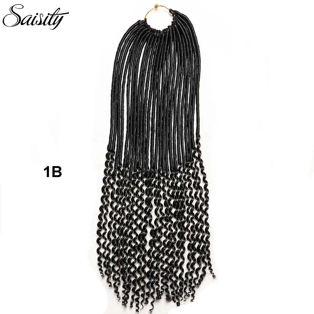 # 1B Saisity крючком богиня locs вязание крючком косы искусственные локоны в стиле crochet волос Синтетические пряди для наращивания волос Плетение волос кудрявый дредлоки 18" - Цвет: # 1B