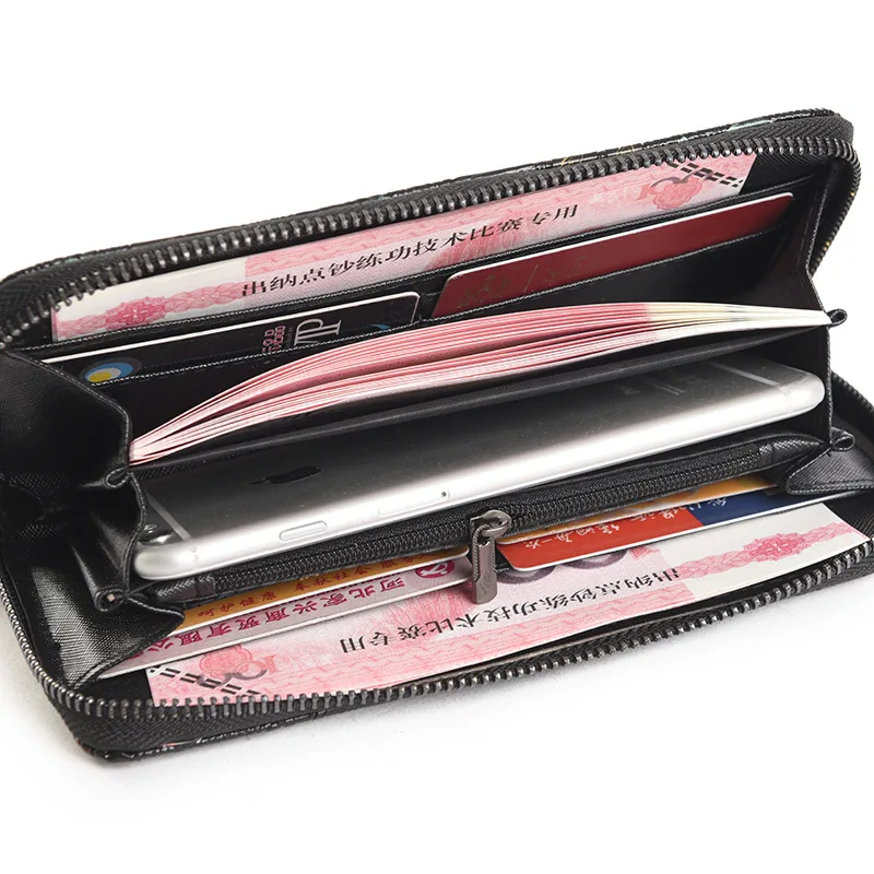 Модные кожаные женские длинные кошелек цветок Тиснение женский молнии бумажник