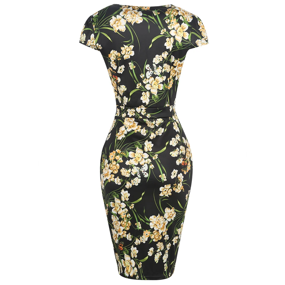 Oxiuly женское элегантное винтажное ретро платье с цветочным принтом повседневная