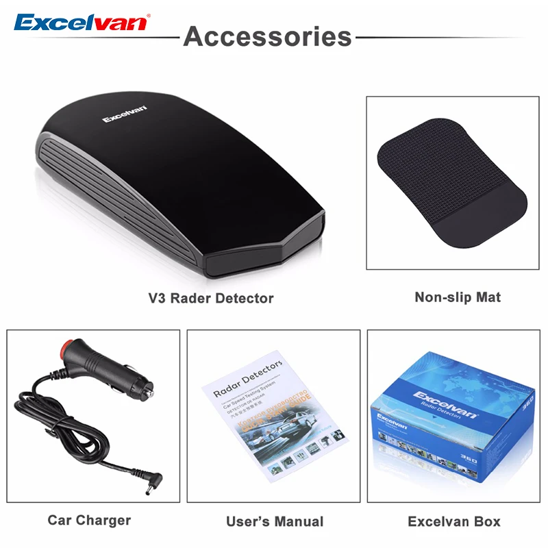 Антирадар Excelvan V3 16 полос светодиодный дисплей 360 градусов антирадар детектор