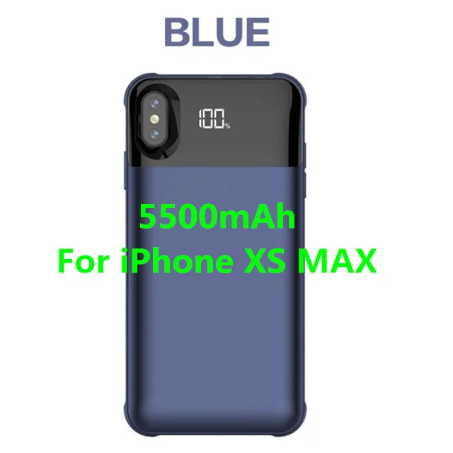 Blue for XS MAX NTSPACE отдельный беспроводной зарядный чехол для аккумулятора для iPhone XS MAX XR чехол для питания для iPhone X XS резервный внешний аккумулятор чехол для зарядки - Цвет: Blue for XS MAX