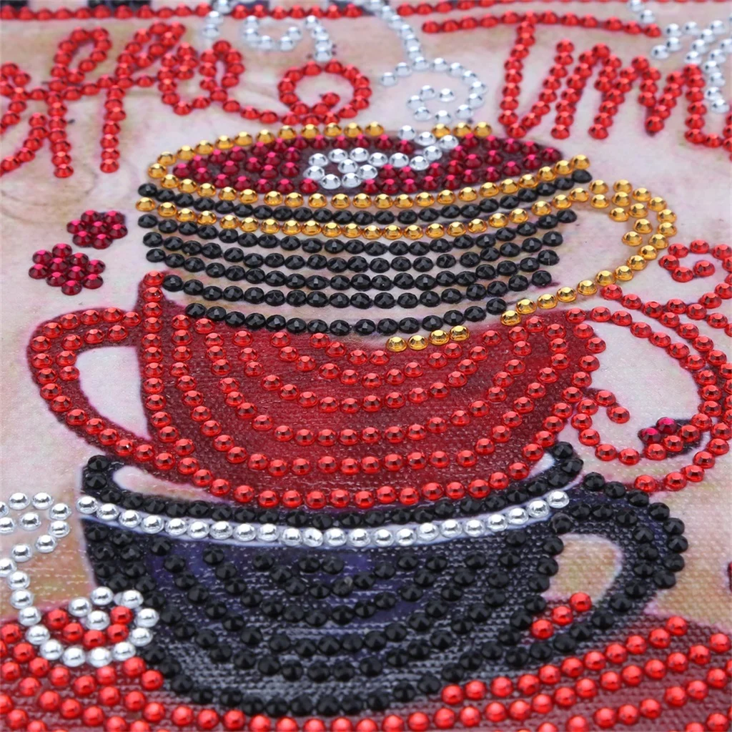 5D алмазная вышивка, круг, алмазная специальная форма, мультяшная живопись, кофейная чашка стразы, кристальная живопись, украшение для дома