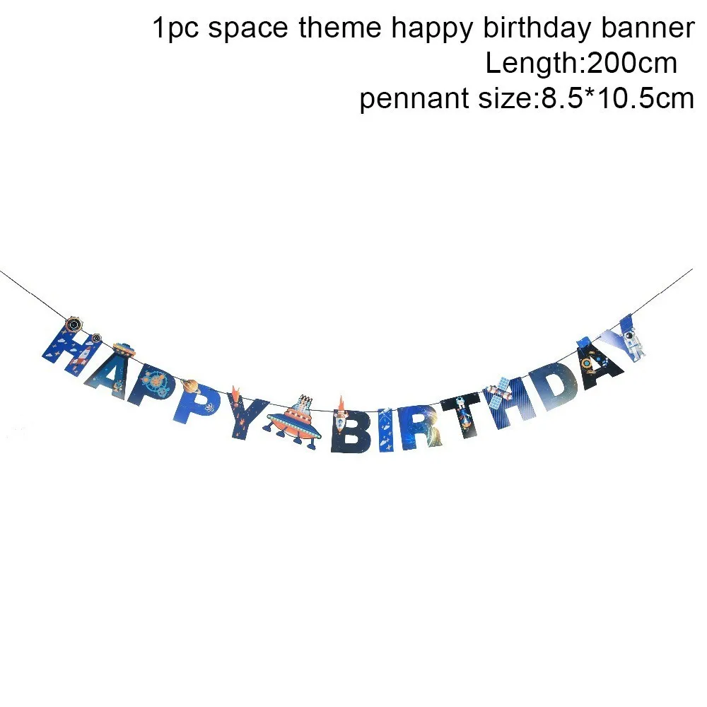 Birthday banner 1 Набор из 10 шт., космическая тема, украшения на день рождения, Висячие завитки, ракета, планета, астронавт, товары для дня рождения, детский домашний декор - Цвет: Birthday banner 1