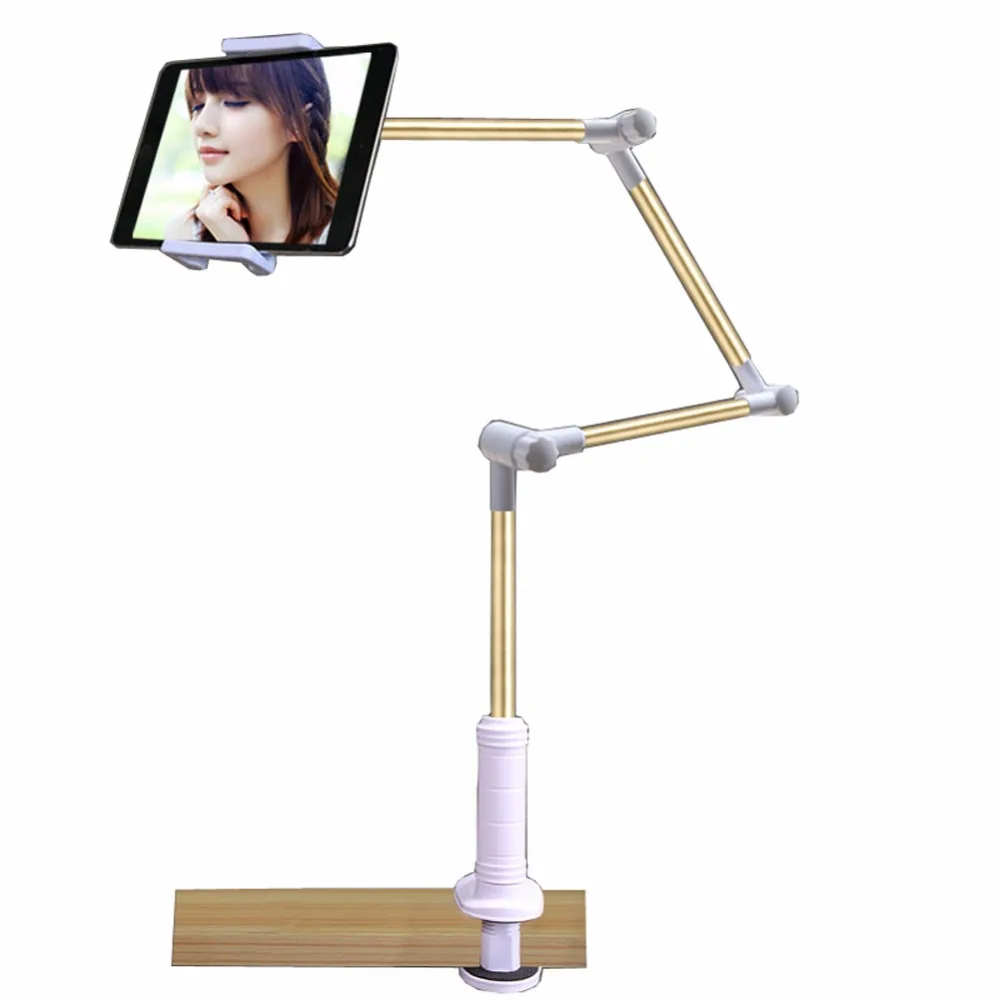 type 4 white gold Vmonv Складная длинная Подставка для планшета для IPad 4-14 дюймов 360 Вращение крепкая ленивая кровать планшет кронштейн для IPhone X XS - Цвет: type 4 white gold