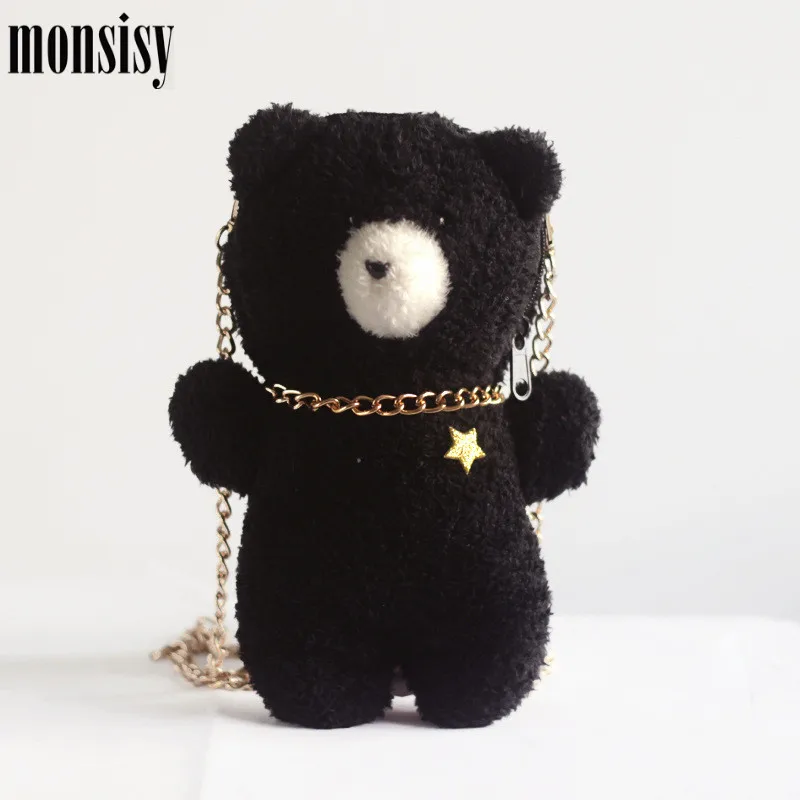 Monsisy/2018 женская сумка для телефона шерстяная на плечо девочек Kawaii 3D животное