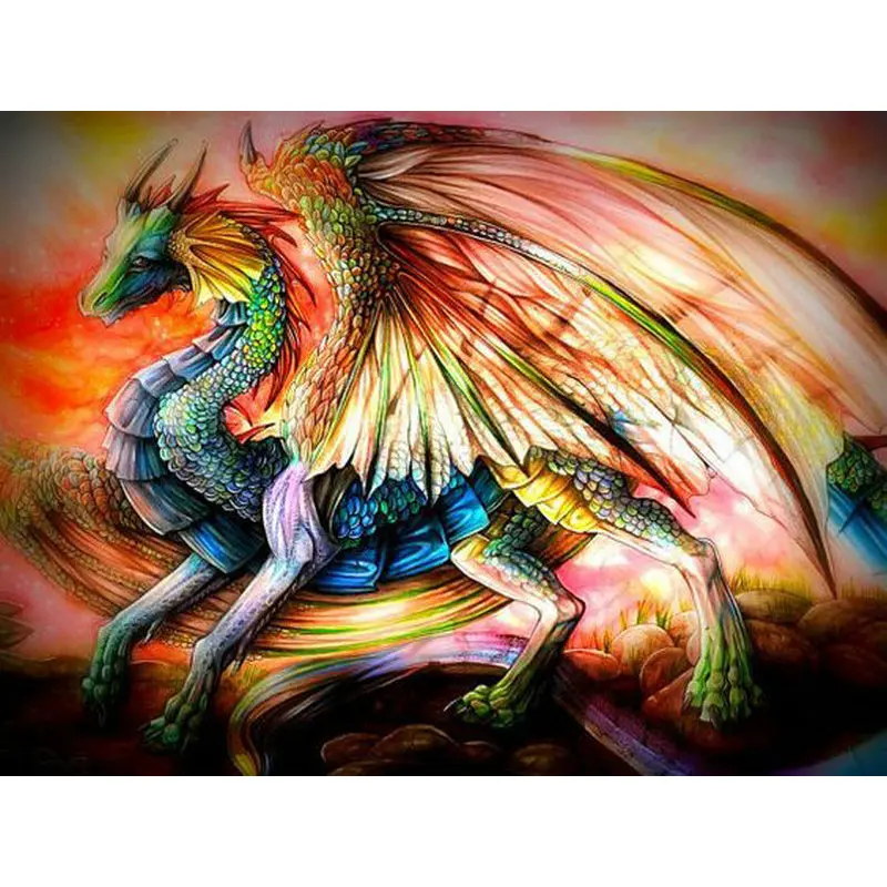 

ArtBack New Arrival Square 5D DIY Diamond Painting "Pterosaur" 3D Diamond Cross Embroidery Dragon Art Mosaic Sewing Decoration