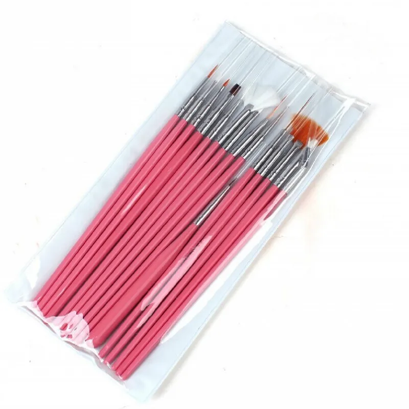 19 шт. розовый набор кистей для дизайна ногтей УФ Гель лак цветная палитра