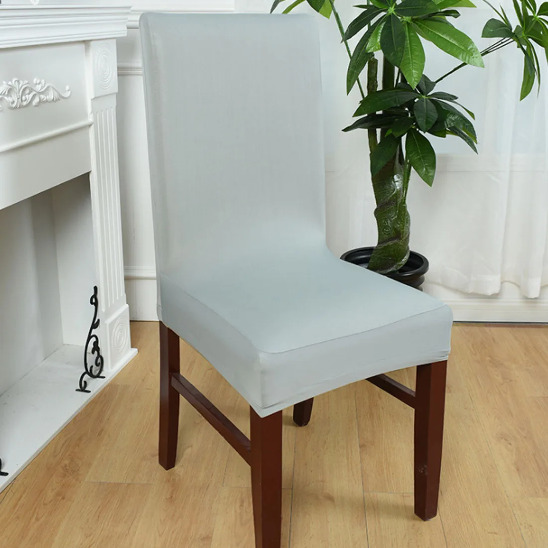 Silver Gray Color Высокое качество универсальный размер Эластичная ткань спандекс Сплит чехлы для стульев Горячая Распродажа - Цвет: Silver Gray Color