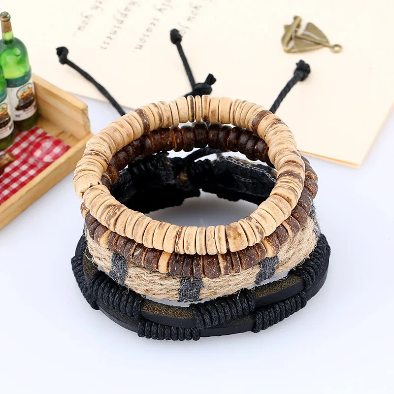 Оптовая продажа DIY кожаный браслет с эластичной ручной работы натуральные бусины